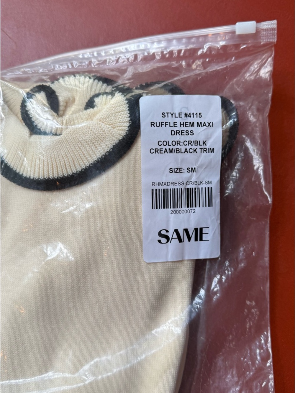 SAME Los Angeles Maxi Ruffle Dress in Black/Cream - Picture 5 of 6